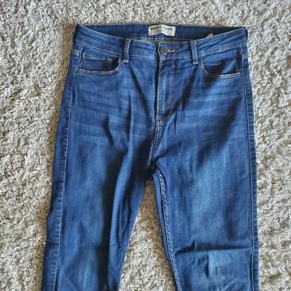 Brody Jeans Skinny Ultra High Rise Dark Blue Denim Jeans (29) - Picture 2 of 6